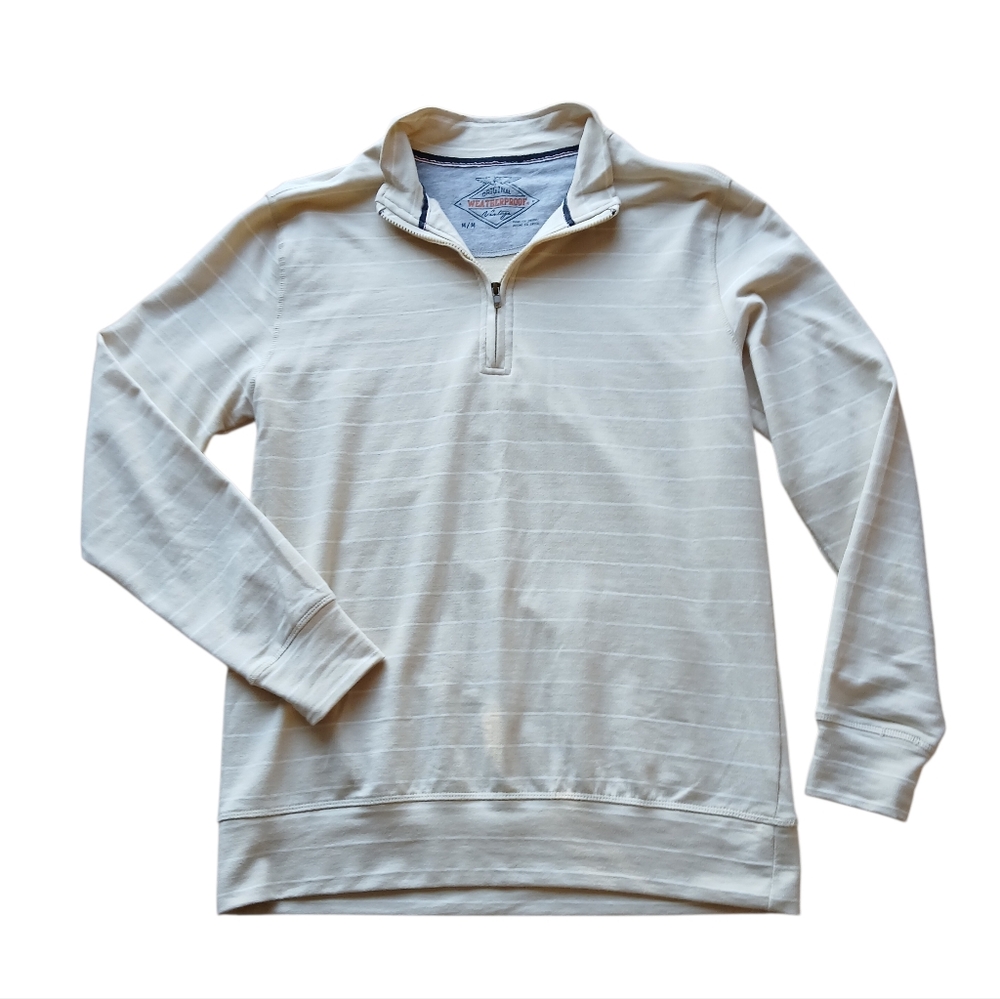 Weatherproof Men's Size Medium Off-white Front Zipper Sweater